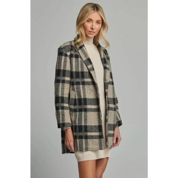 Sundays NYC Plaid Button Front Owen Coat Small - Picture 1 of 7